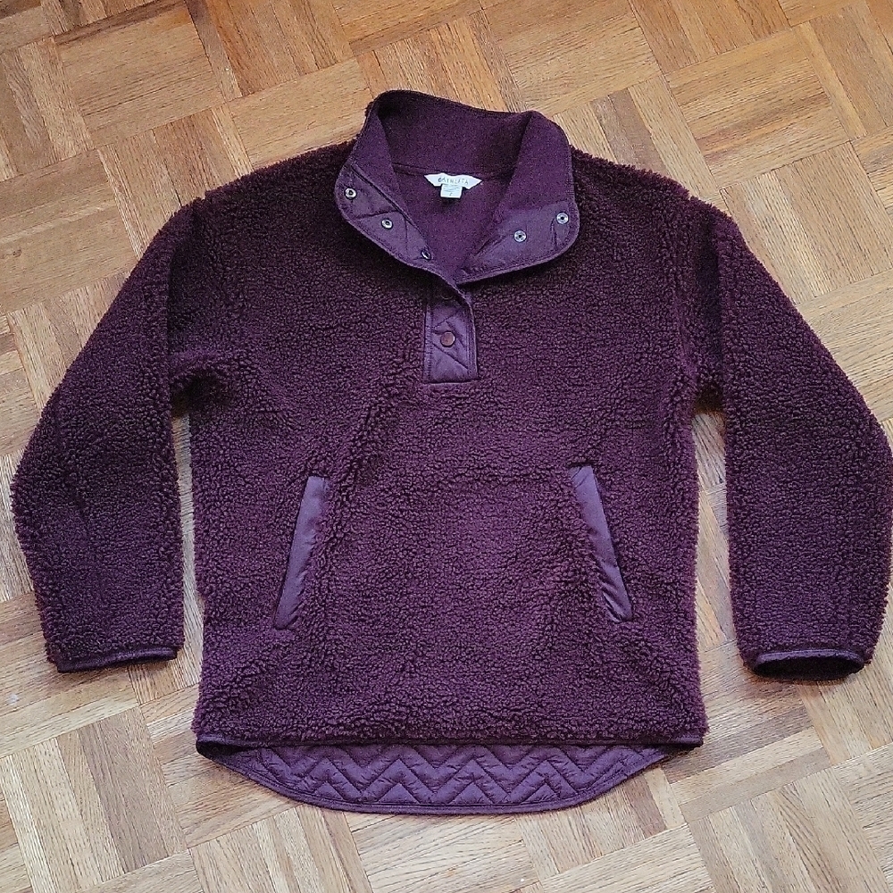 Athleta Plum Sherpa Snap-Neck Fleece Pullover Size Small